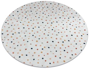 BAMBINO 47890 rotund covor lavabil Puncte pentru copii anti-alunecare - alb / maro