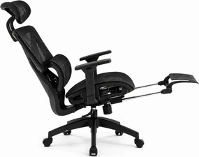 RESIGILAT- Scaun ergonomic, functie translatie sezut, cotiere 3D, tetiera 3D, suport lombar Adaptive, pivotant, suport picioare, Negru