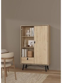 Vitrină în culoare naturală cu aspect de lemn de stejar 102x162x40 cm Ry – Tvilum
