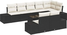 vidaXL Set de canapele pentru grădină 9 pcs Negru și Crem poliratan