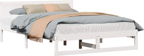 vidaXL Cadru de pat cu headboard Alb 150 x 200 cm Lemn de pin masiv