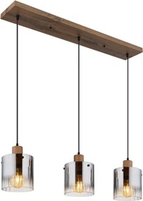 Lustra cu 3 pendule MDF si sticla fumurie UNDERWOOD