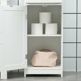 kleankin Dulap Modern pentru Baie, Mobilier Îngust cu Raft Deschis, Sertar, Uși Încastrate și Rafturi Ajustabile Alb | Aosom Romania