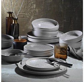 Set de veselă, 24 piese, gri/porțelan