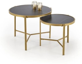 Set 2 masute de cafea Fatima marmura neagra/auriu