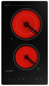 Plita ceramica incorporabila Crown VCP 32D, 3000W, Timer, Dubla, Ecran tactil, Negru