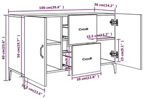 Servanta, sonoma gri, 100x36x60 cm, lemn prelucrat 1, sonoma gri