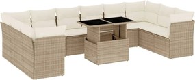 vidaXL Set canapele de grădină cu perne, 11 piese, bej, poliratan