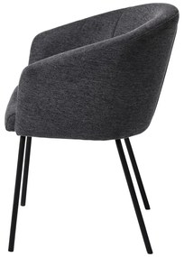 Scaun de sufragerie gri închis cu cotiere tapițat Easton – Unique Furniture