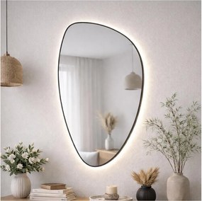 Baltica Design-LED Oglindă cu iluminare încorporată STONE FLUID 15W/230V 4500K 92x55 cm IP65 neagră
