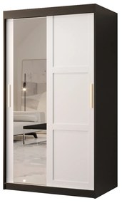 Dulap de haine Riven 2 100 (negru mat + alb mat) (cu oglindă). 1064167