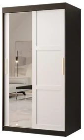 Dulap de haine Riven 2 100 (negru mat + alb mat) (cu oglindă). 1064167