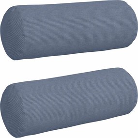 vidaXL Perne Bolster 2 pcs albastru Ø 25 x 70 cm Țesătură din corduroy
