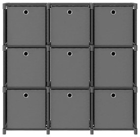 322613 vidaXL Raft 9 cuburi cu cutii, gri, 103x30x107,5 cm, material textil