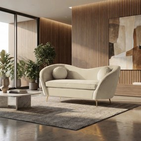 Canapea cu 2 locuri de design, ţesătură Velvet bej/gold crom auriu, EZIO TYP 2