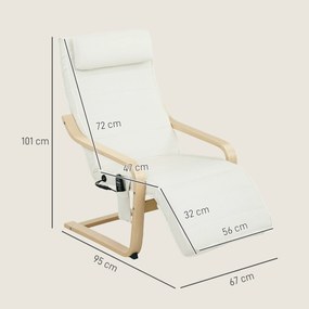 HOMCOM Fotoliu pentru living cu încălzire și suport pentru picioare reglabil Crem Lemn | Aosom Romania