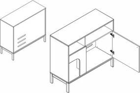 Comoda FROST 100x90 cm alba, decor stejar alpin