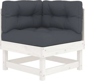 vidaXL Canapea colțar cu perne, alb, lemn masiv de pin