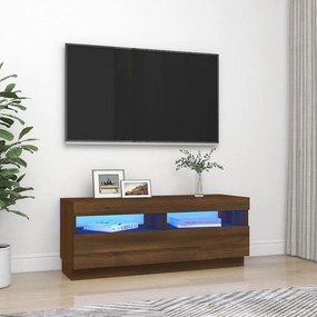 815722 vidaXL Comodă TV cu lumini LED, stejar maro, 100x35x40 cm