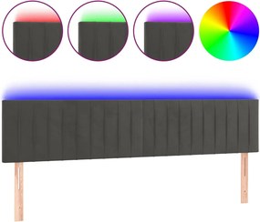 vidaXL Tăblie de pat cu LED, gri închis, 180x5x78/88 cm, catifea