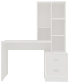Birou Kobe, 2 Sertare, 3 Rafturi, Alb, 117 x 50 x 143 cm