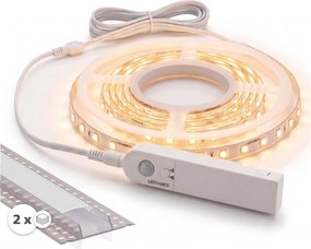 Set 1x bandă LED cu senzor FLEX LED/3,6 W/4xAA 2 m + 2x profil încastrat de 1 m