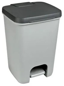 Cos de gunoi cu pedala, plastic, gri, 20 L, 30.3x29.4x42.8 cm, Curver