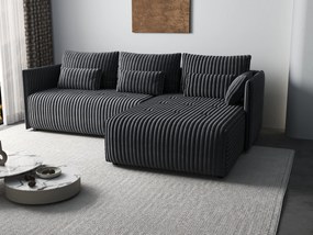 Colțar extensibil dumonde cu ladă de depozitare si sezut confortabil din spuma high-density, Malta Ambience Grey 235x185 cm