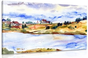 Tablou sătuleț lângă râu