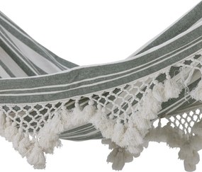 Hamac din bumbac 100%, verde, L300(200)×W100 cm, „Cruz"