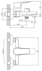 Baterie de cadă Aqualine LOTTA negru mat