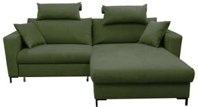 Colțar extensibil HORTA cu spațiu de depozitare, în formă de L, pe partea dreaptă, verde