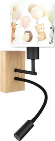 Brilagi - LED Flex. lampă BOBO WOOD 1xE27/25W/230V + LED/3W stejar/negru/alb/animal