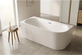 Cada acril freestanding Rune Birka alb lucios 150x75 cm montare pe stanga lipita de perete, BTW