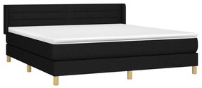 Pat box spring cu saltea, negru, 180x200 cm, catifea Negru, 180 x 200 cm, Benzi orizontale