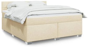vidaXL Pat continental cu saltea, crem, 180x200 cm, textil