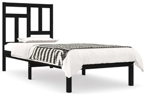 3104537 vidaXL Cadru de pat, 100x200 cm, negru, lemn masiv de pin