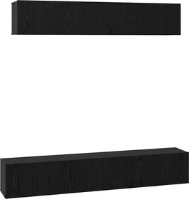 vidaXL Set comodă TV Pe perete 5 pcs Stejar Negru Lemn compozit