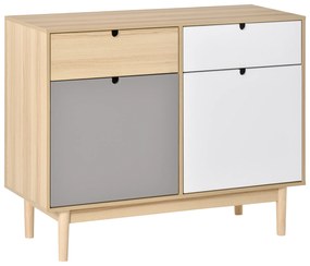 HOMCOM Mobilier Multifunctional Stil Nordic, Dulapior Doua Usi cu Sertare pentru Bucatarie si Hol, 100x40x79.5cm, Multicolor