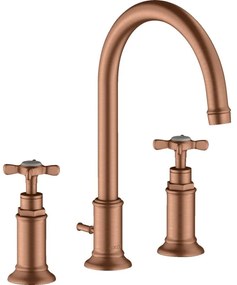 Baterie lavoar baie red gold periat cu 3 orificii si ventil pop-up Hansgrohe Axor Montreux 180 Red gold periat