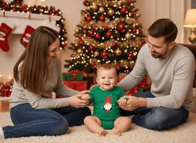 Body pentru copii cu maneca lunga CHRISTMAS BOYS verde - diferite marimi Marime: 74 - 80