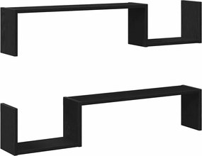 vidaXL Raft de perete cu raft 2 pcs Stejar Negru 100 x 15 x 20 cm