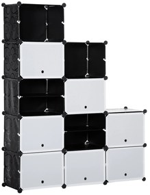 HOMCOM Mobilier de depozitare Mobilier pentru pantofi modular 12 cuburi cu uși și rafturi - dim. 125L x 32l x 125Î cm - negru | Aosom Romania