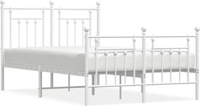 vidaXL Cadru de pat metalic cu tăblie, alb, 120x190 cm