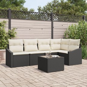vidaXL Set de canapele pentru grădină 6 pcs Negru Rattan poli