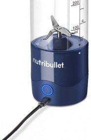 Blender portabil USB Nutribullet NBP003NBL, 2000 mAh, 475 ml, 4 lame, Zdrobire gheata, Pana la 15 cicluri, Albastru