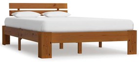 283181 vidaXL Cadru de pat cu tăblie, maro miere, 140x200 cm, lemn masiv pin