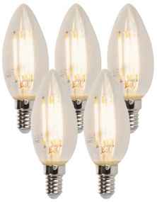 Set de 5 becuri LED cu filament E14 reglabile B35 5W 380lm 2700K