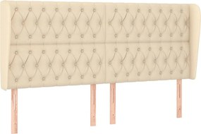 vidaXL Tăblie de pat cu aripioare, crem, 203x23x118/128 cm, textil