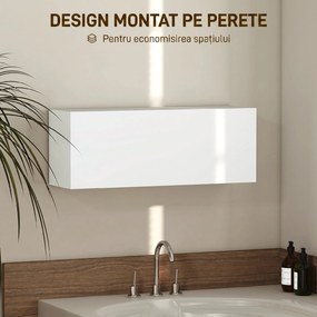 HOMCOM Dulap Suspendat pentru Baie cu Ușă Rabatabilă și Rafturi, 80x25x30 cm, Alb | Aosom Romania